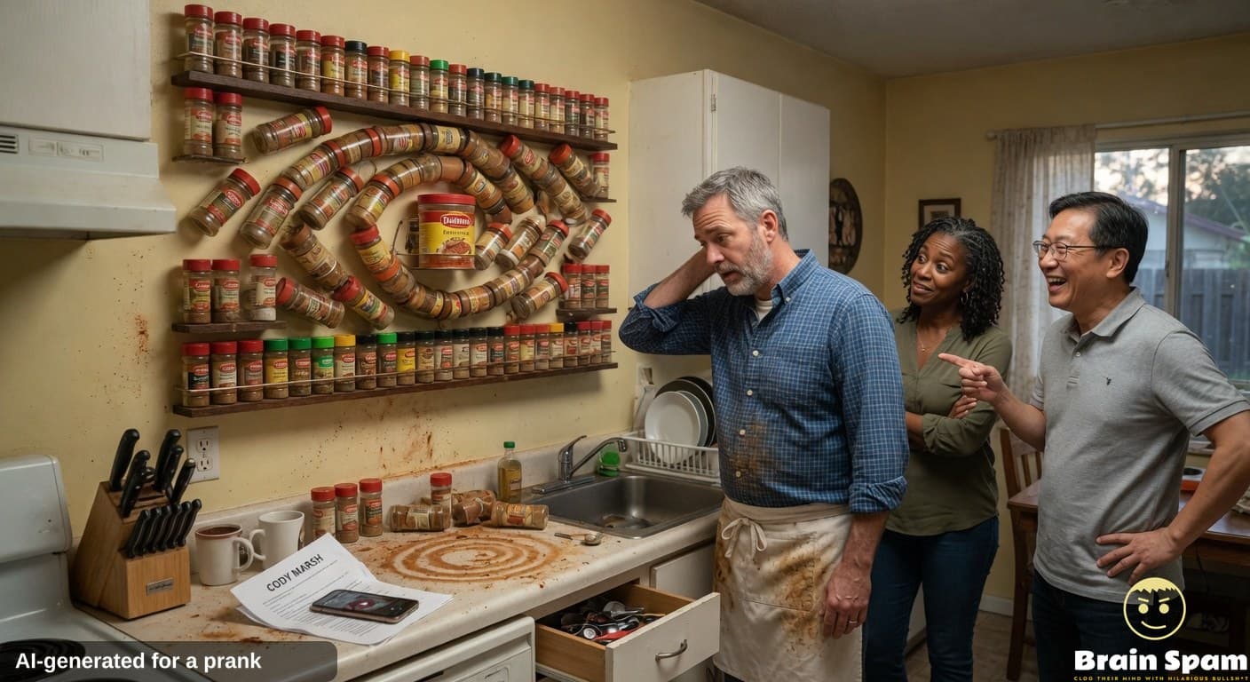 Cody marsh attempts trending routine in kitchen and rearranges spice rack permanently